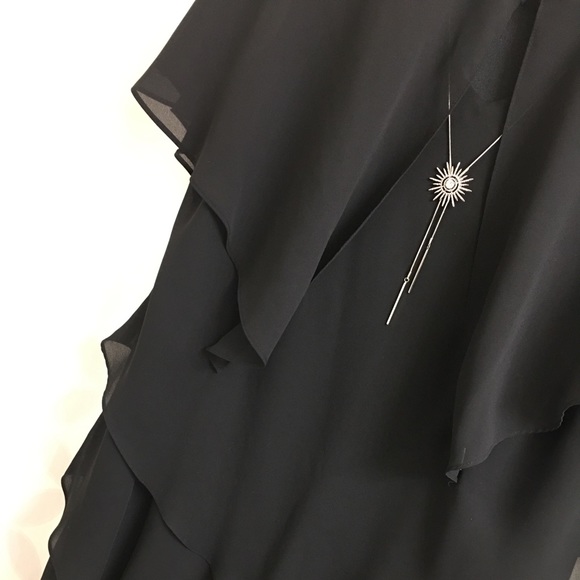 Patra Black Dress Size 2X Layered Ruffles Evening - Picture 3 of 6